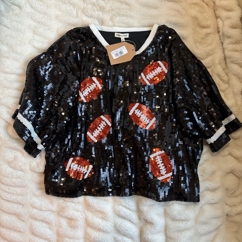 Black sequin football top🏈
